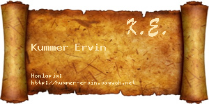 Kummer Ervin névjegykártya